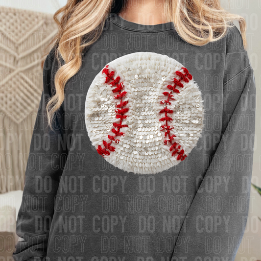 BASEBALL FAUX YARN SEQUIN TRANSFER