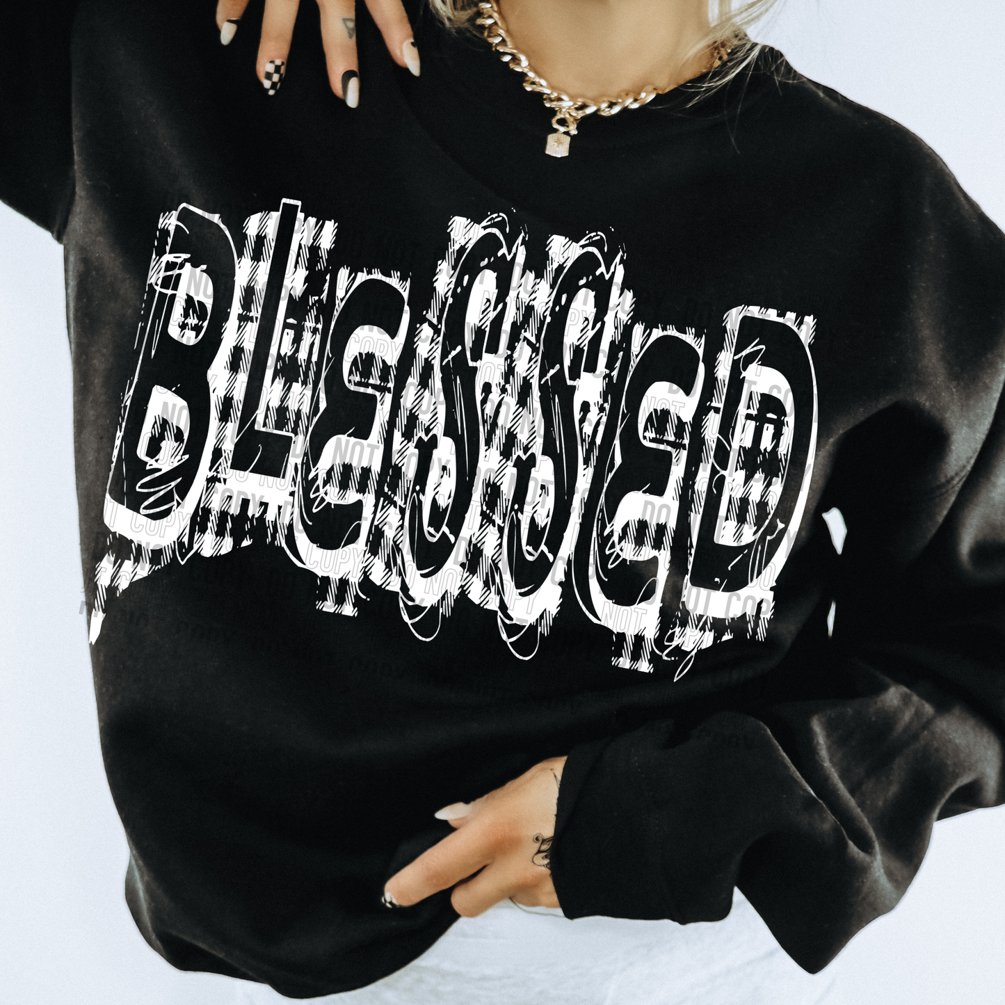 BLESSED PLAID DISTRESSED TRANSFER