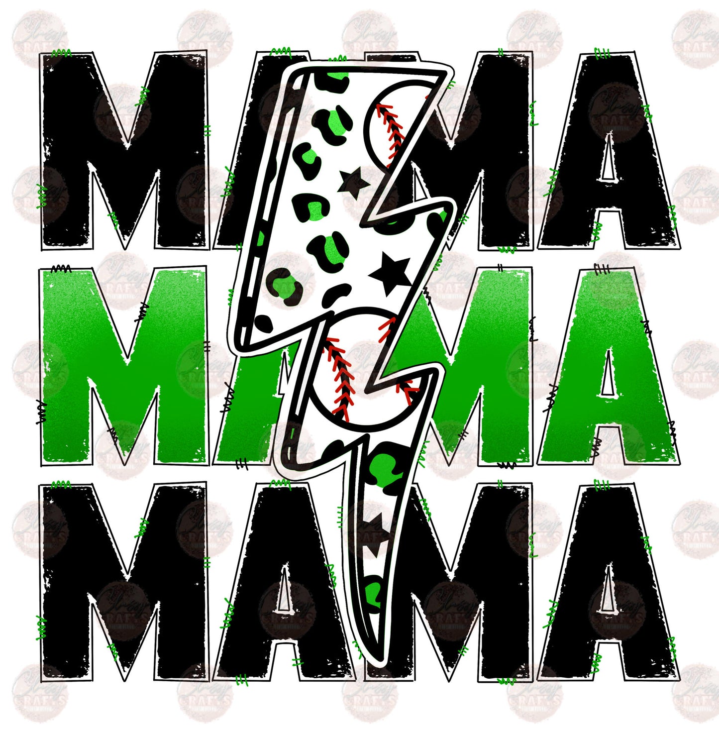 Baseball Mama Green Transfer