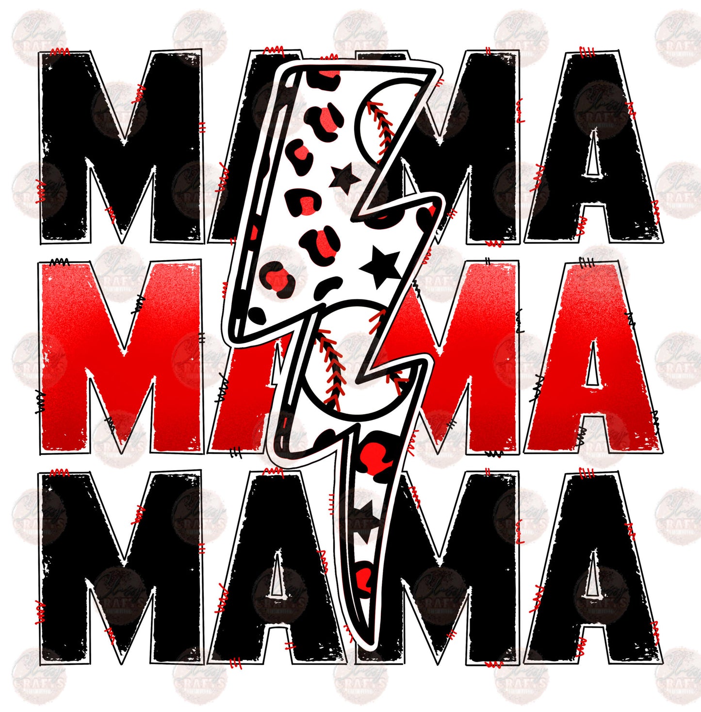 Baseball Mama Red Transfer