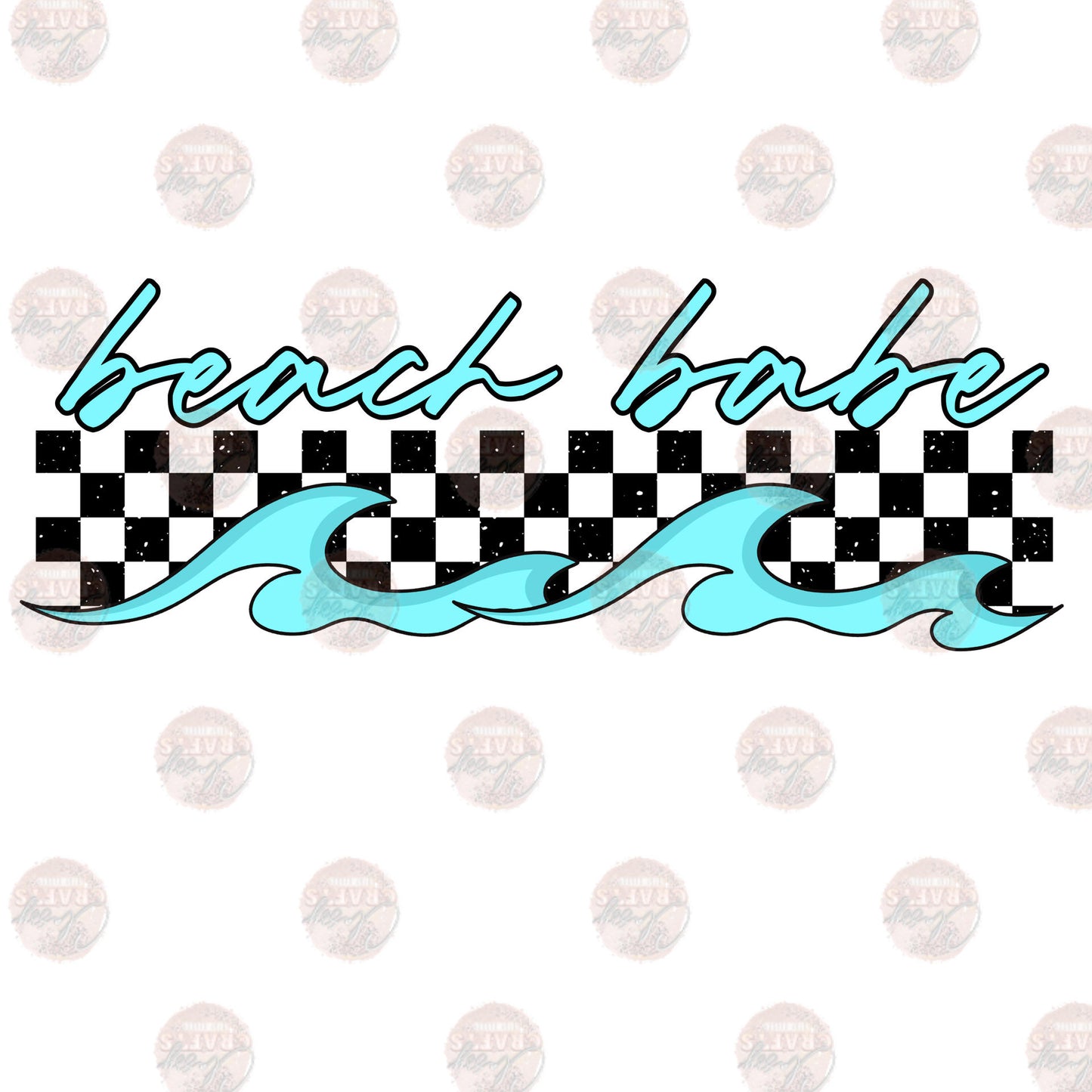 Beach Babe Black Checkered Transfer