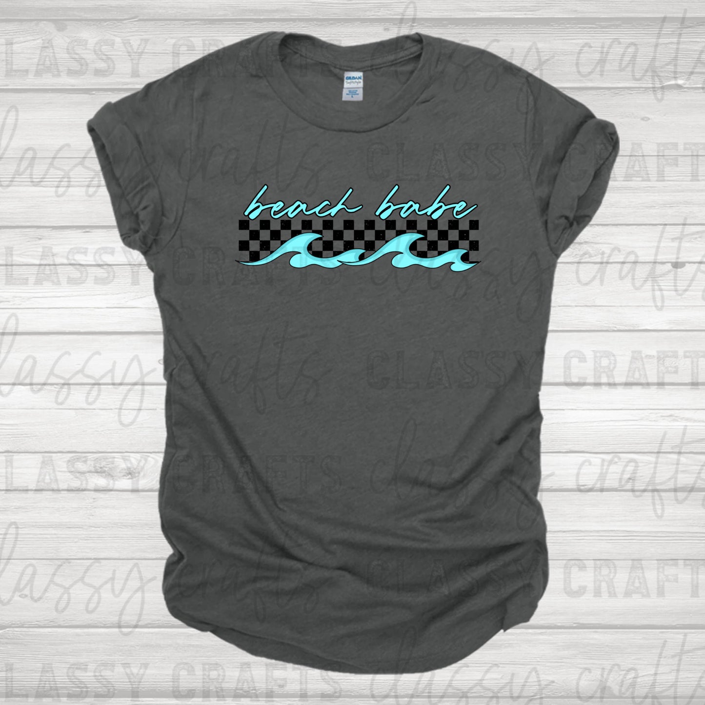 Beach Babe Black Checkered Transfer