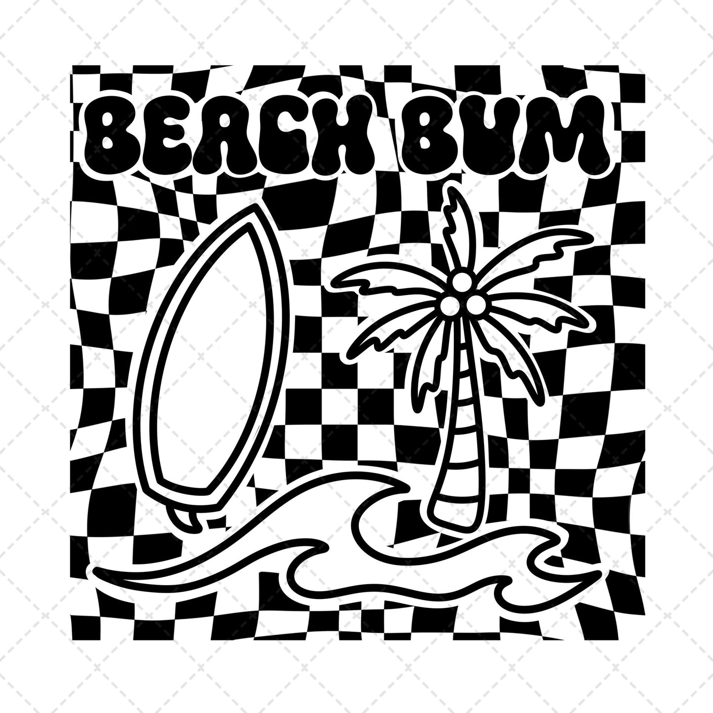 Beach Bum Black Retro Transfer