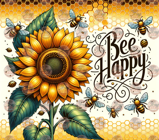 Bee Happy Sunflower Tumbler Wrap - Sublimation Transfer