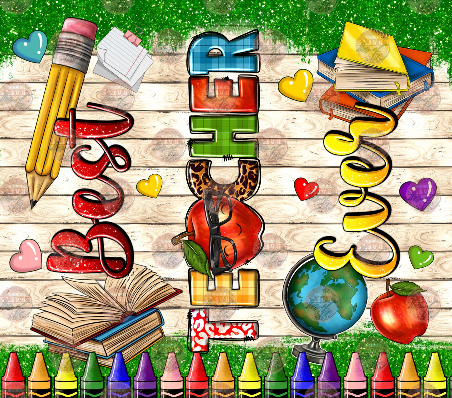 Best Teacher Ever with Crayons Tumbler Wrap