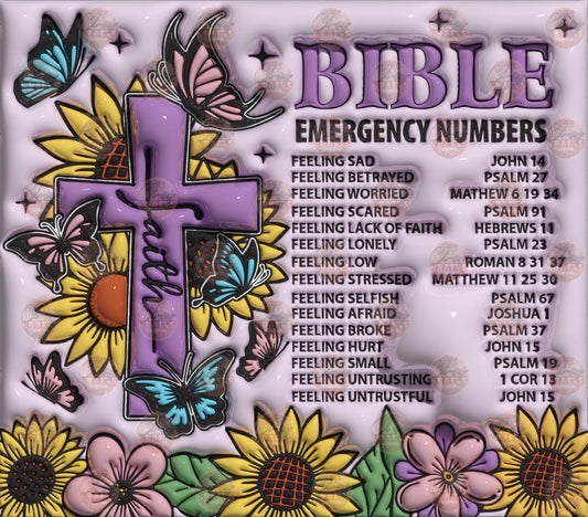 Bible Emergency Numbers Tumbler Wrap - Sublimation Transfer