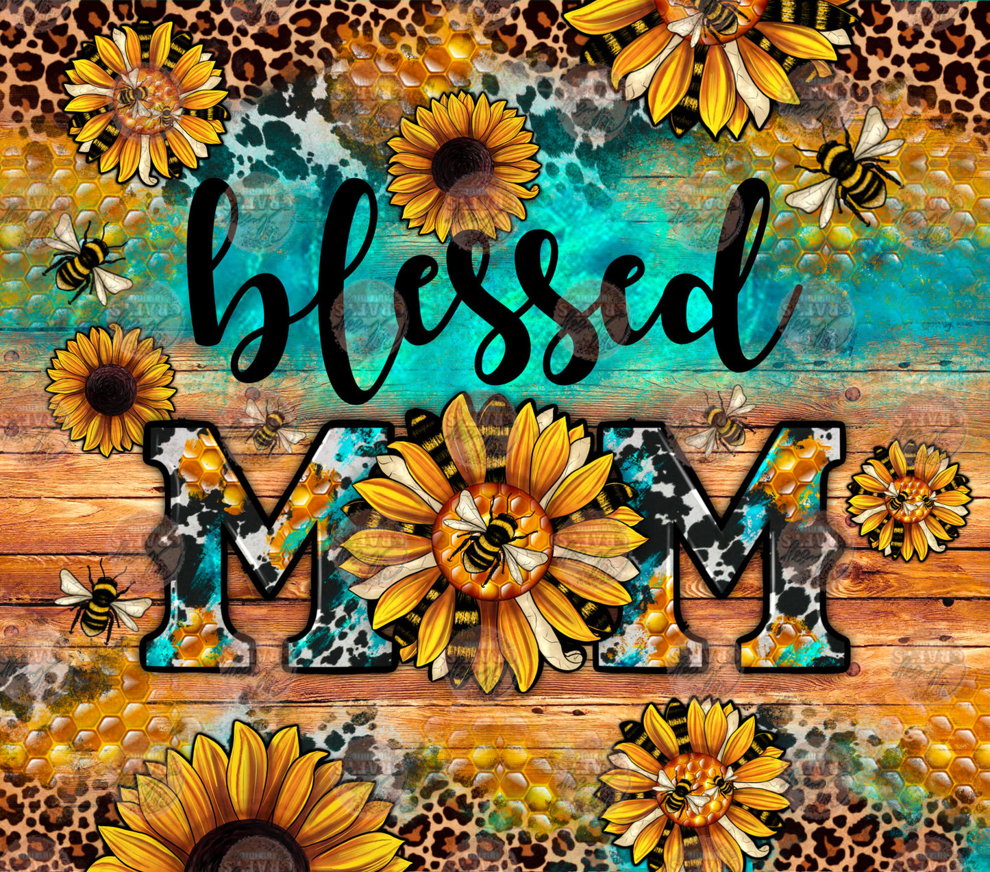 Blessed Mom with Bees Tumbler Wrap