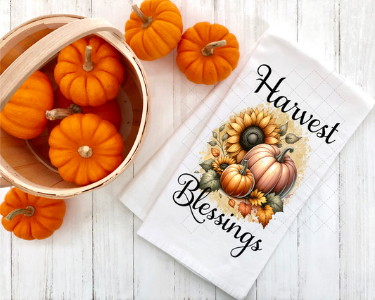 Blessing Pumpkin Sunflowers Tea Towel Transfer