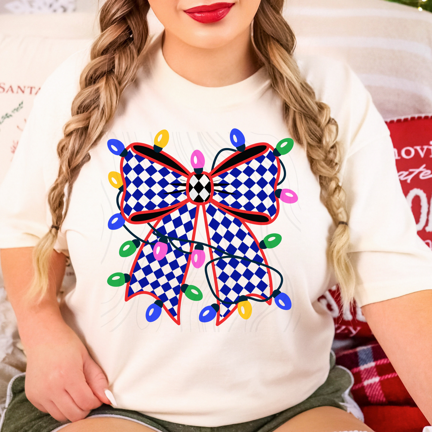 Blue Christmas Bow Transfer