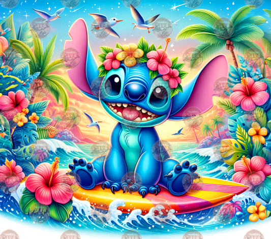Blue Koala on Surfboard Tumbler Wrap