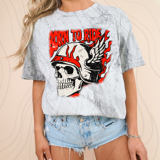 Born To Ride Skull Helmet Transfer