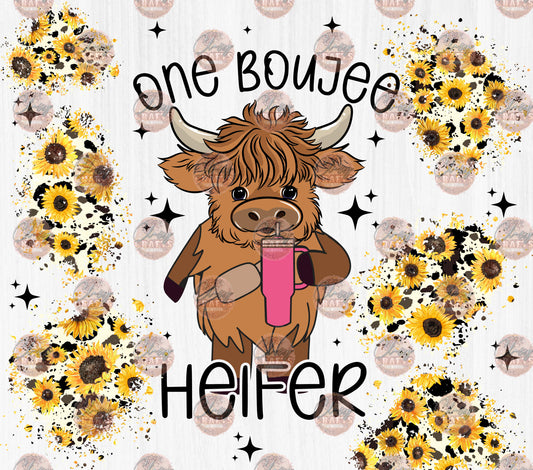 Boujee Heifer Sunflower Tumbler Wrap fer