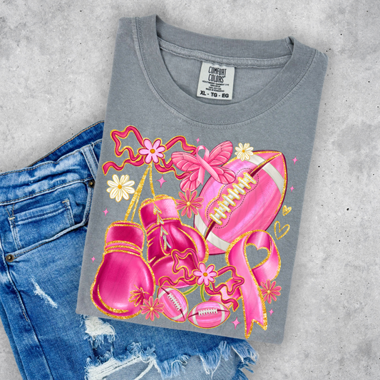 Breast Cancer Football Bow Transfer