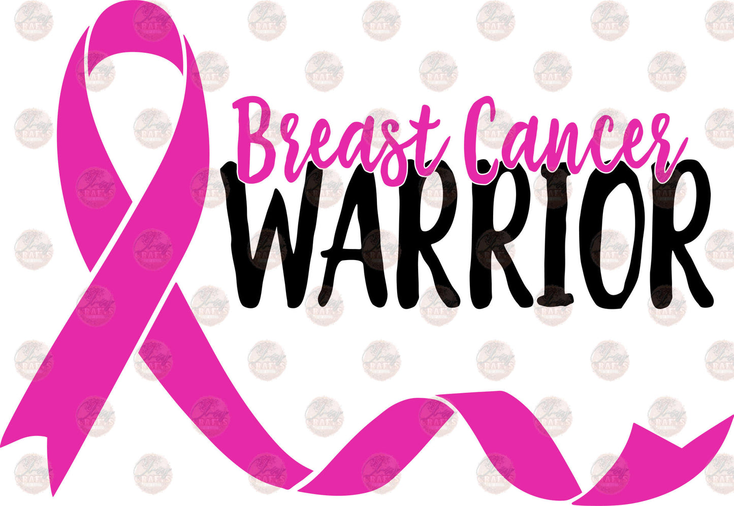Breast Cancer Warrior Ribbon Transfer