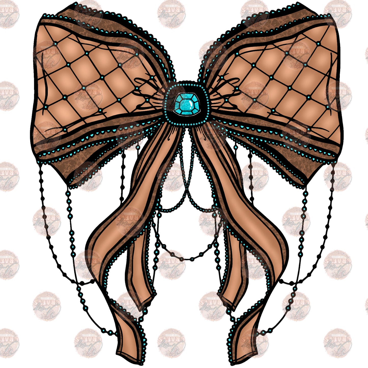 Brown Checkered Bow Transfer