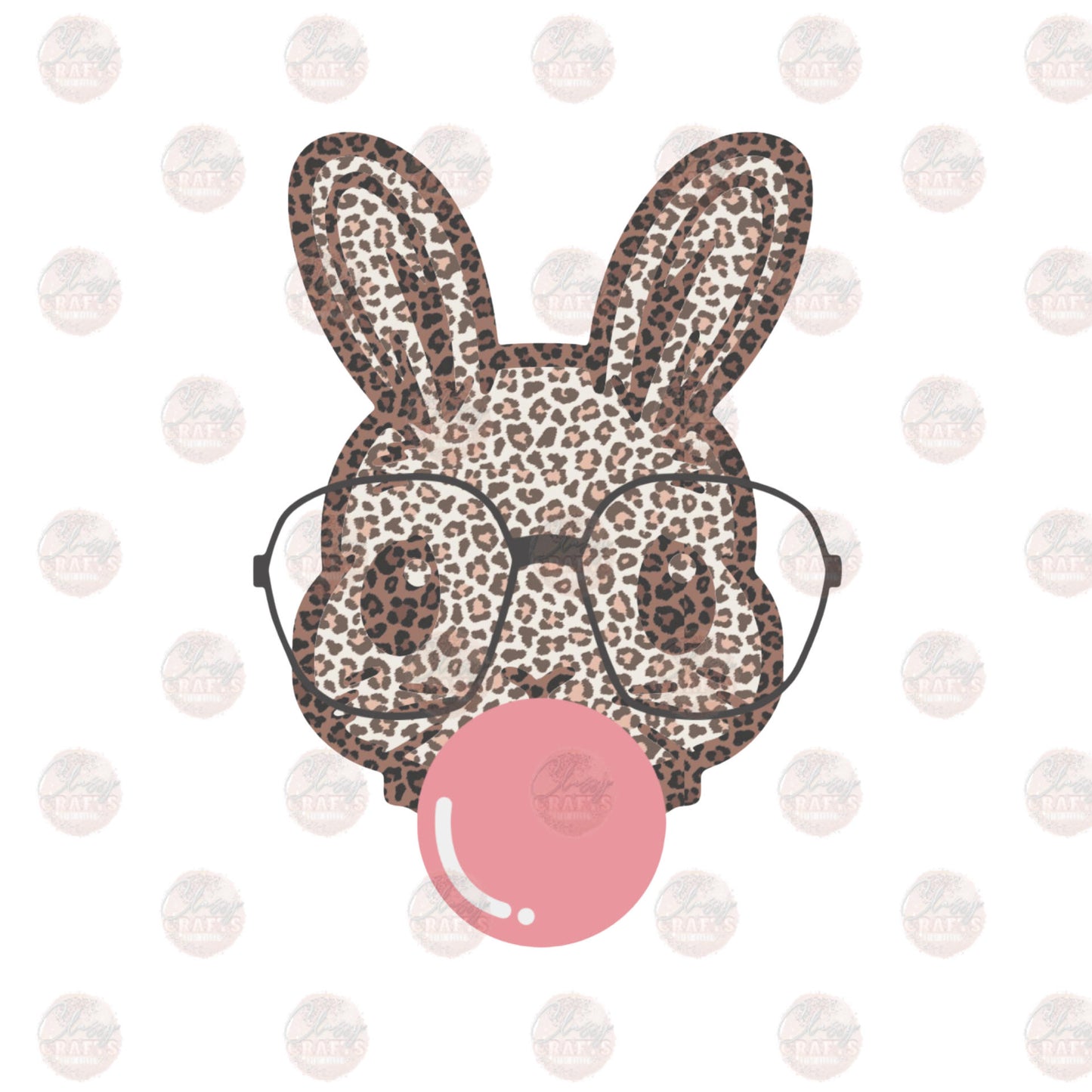Bubble Gum Leopard Bunny Transfer