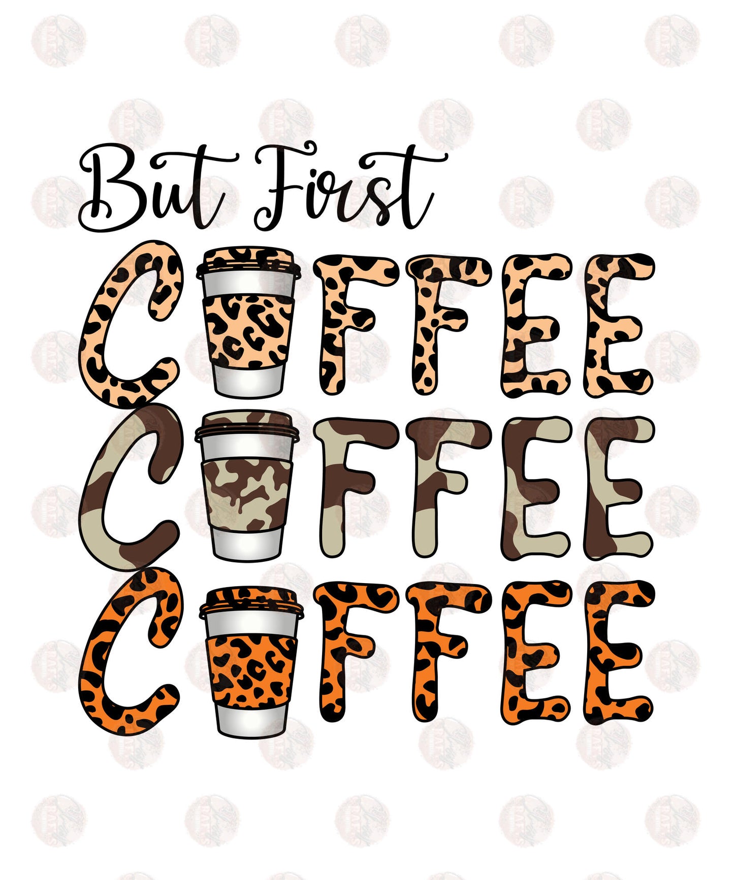 But First Coffee Animal Print Transfer