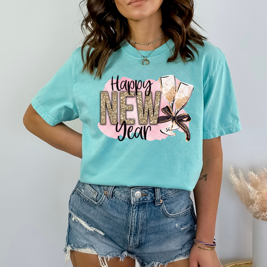 Faux Glitter New Year Champagne Transfer
