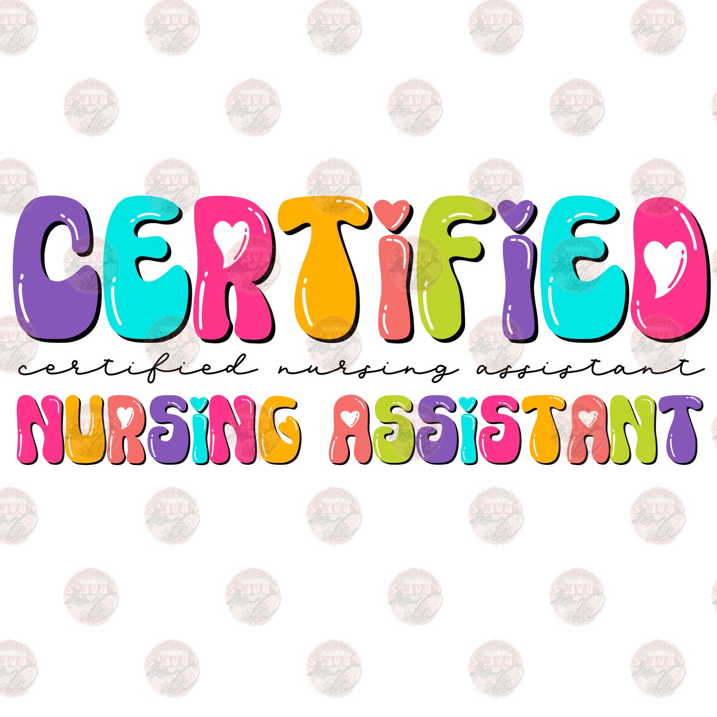 CNA Multicolored Bubble Letters Transfer