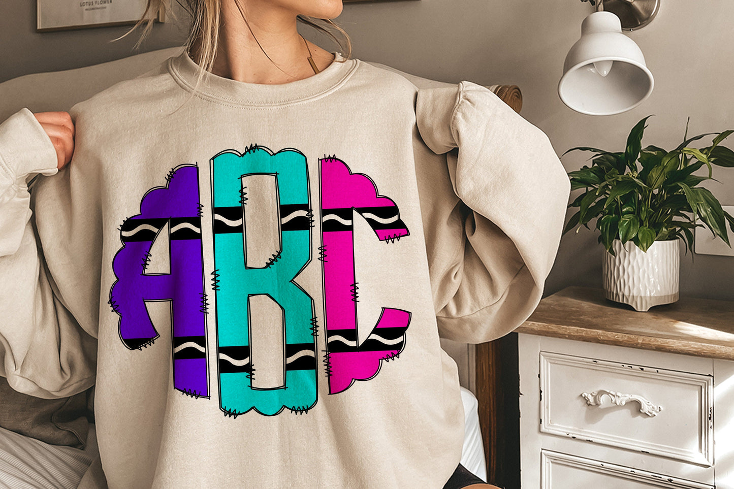 Crayon Back to School - Custom Monogram Transfer