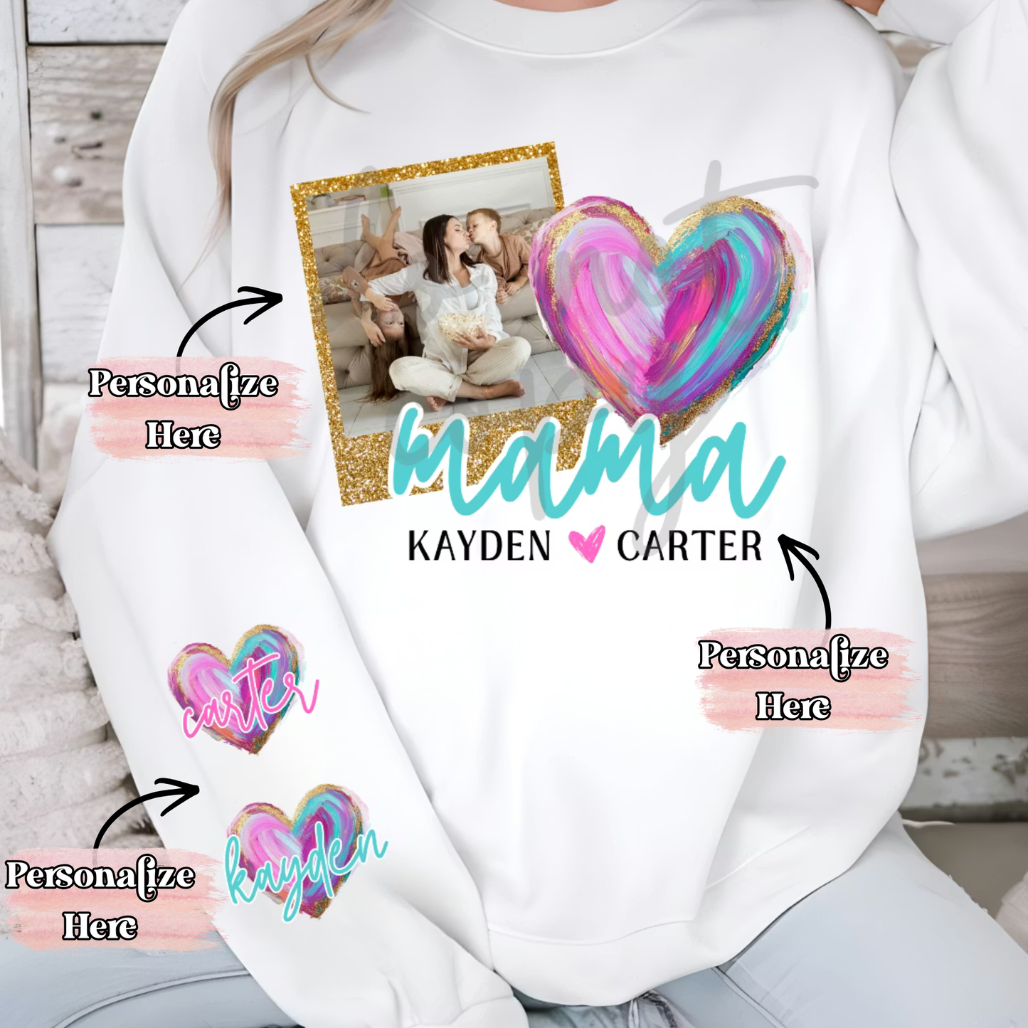 Painted Gold Glitter Heart - ‼️FULLY CUSTOMIZABLE‼️ Transfer