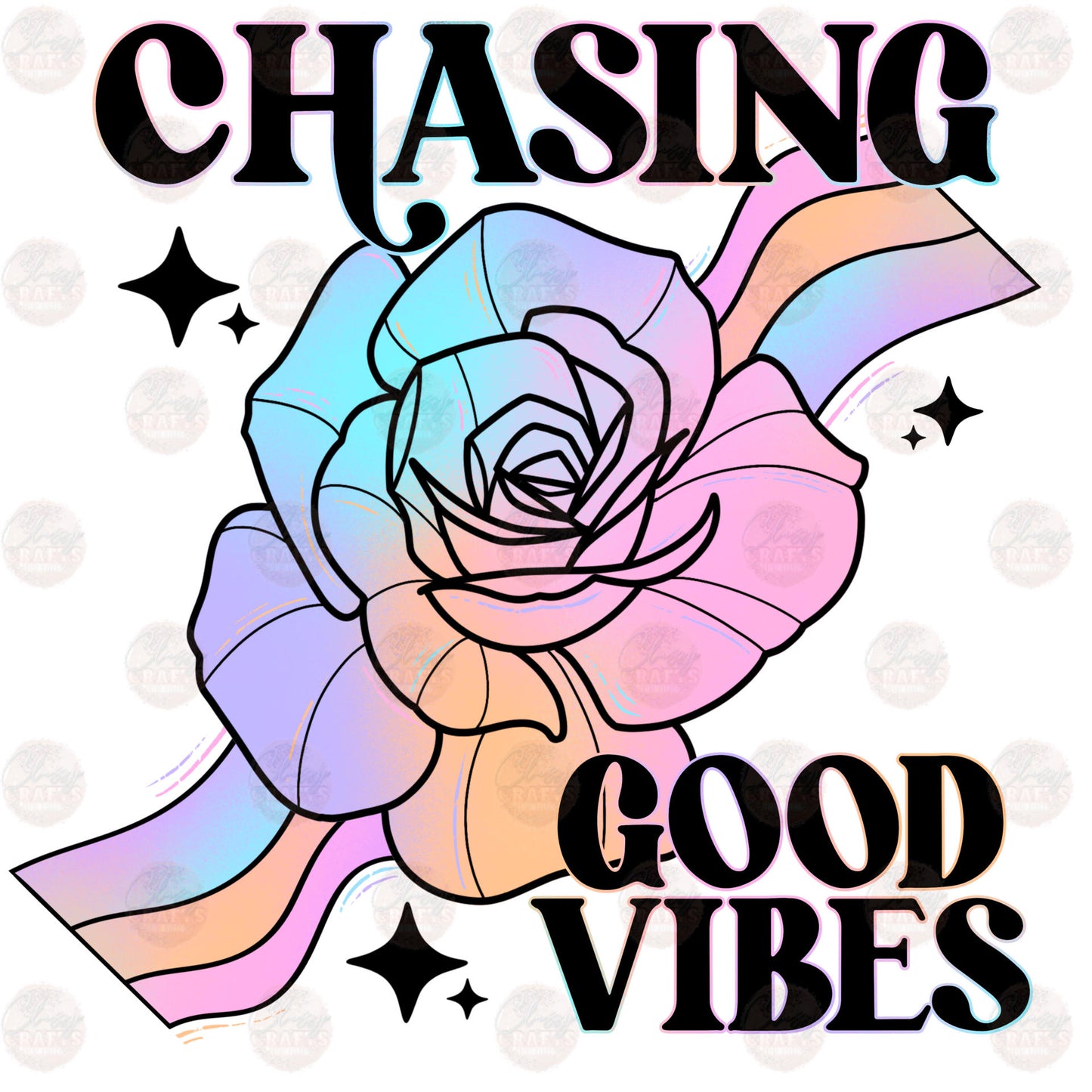 Chasing Good Vibes Pastel Floral Transfer
