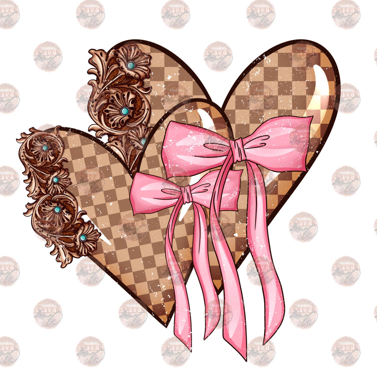 Checker Brown Heart Transfer