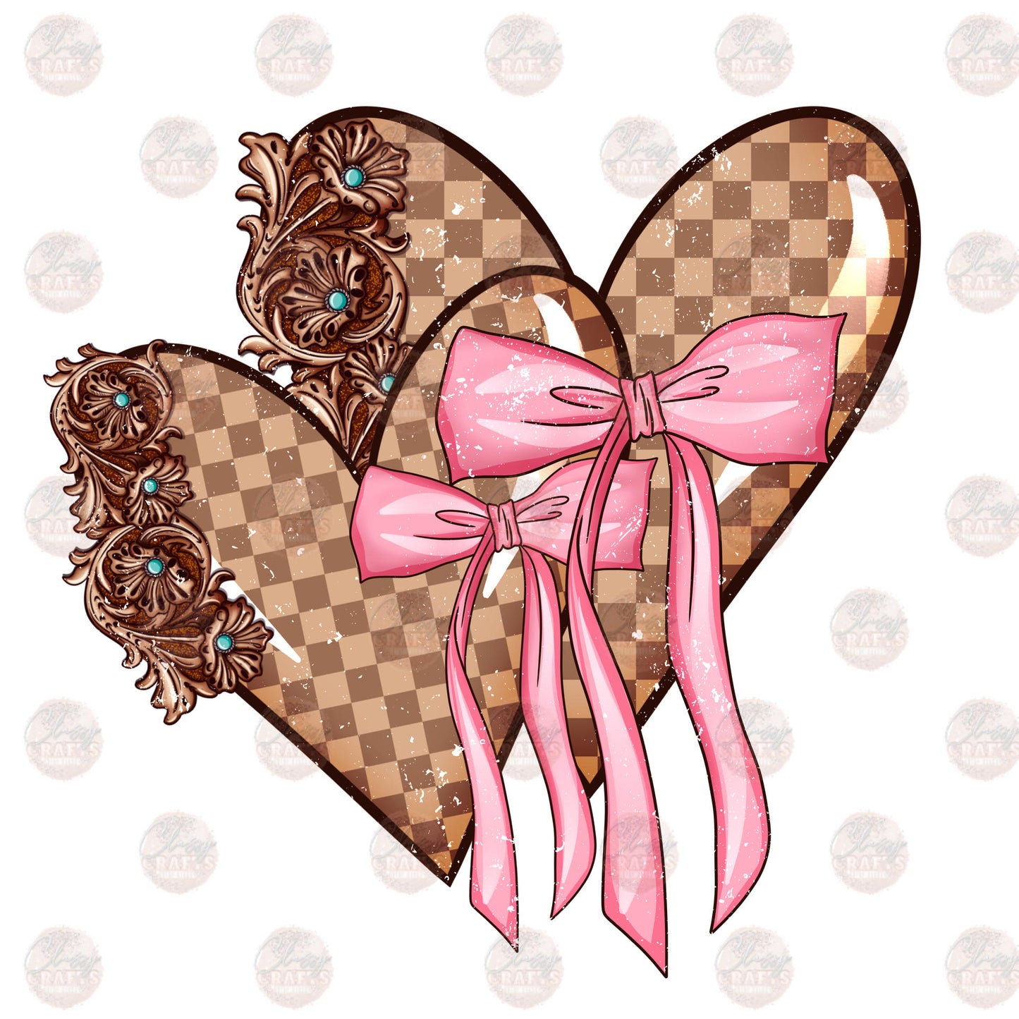 Checker Brown Heart Transfer