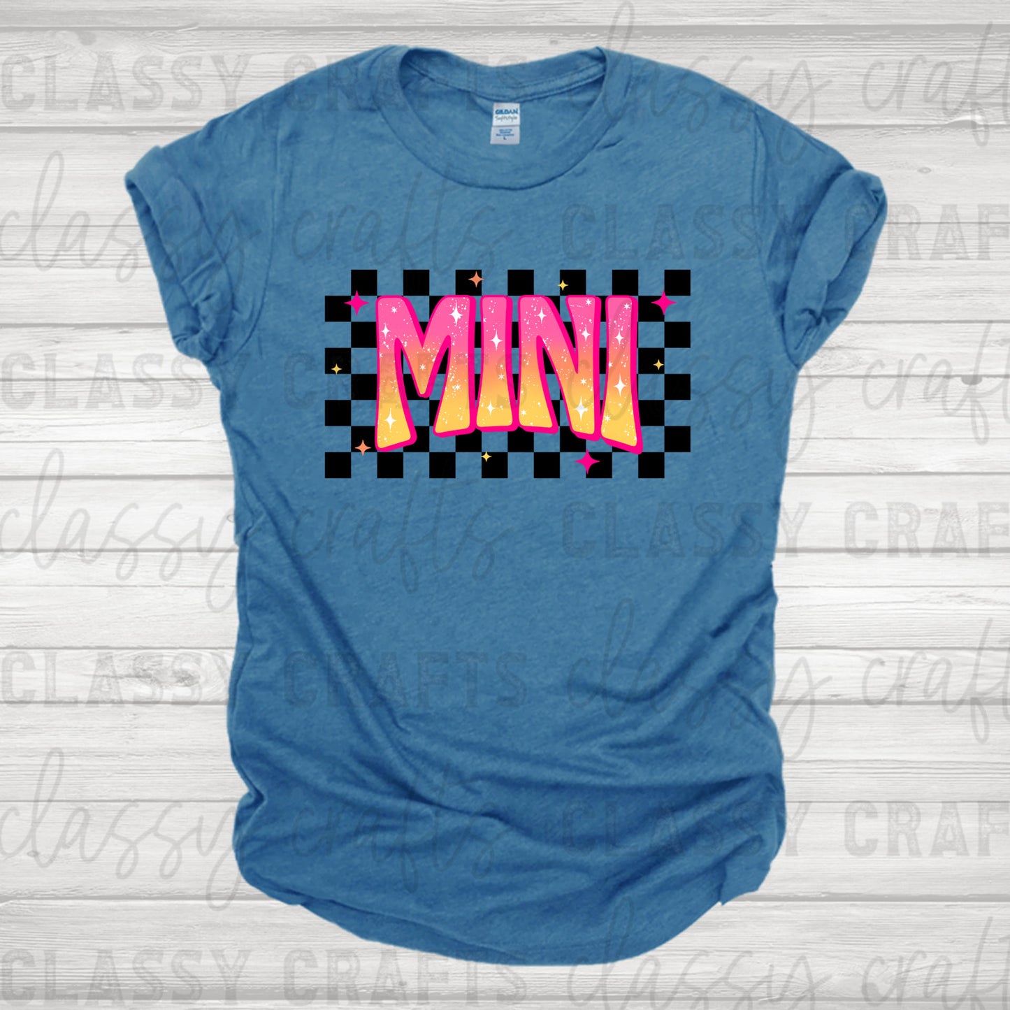 Checkered Mama and Mini pink and orange Transfer
