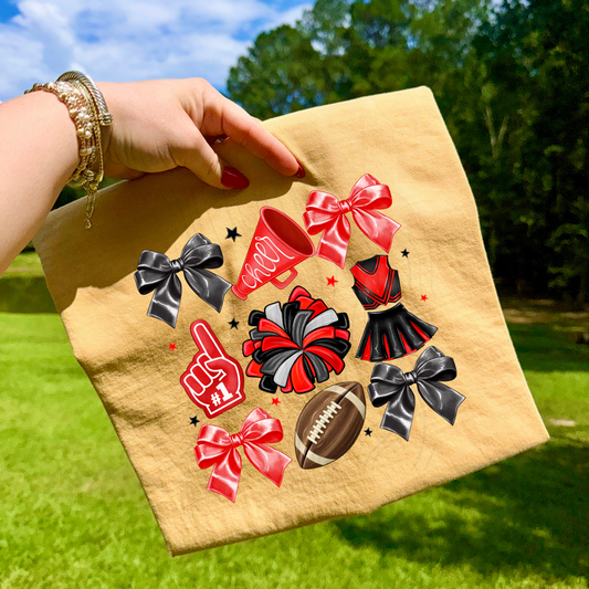Cheer Bow Red And Black Transfer