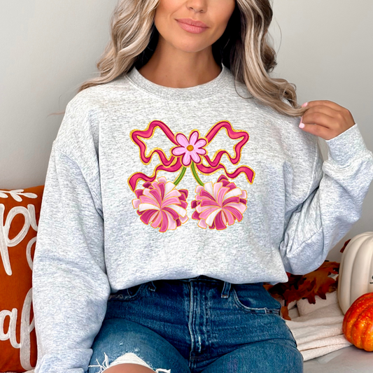 Cheer Pom Pom Bow Transfer