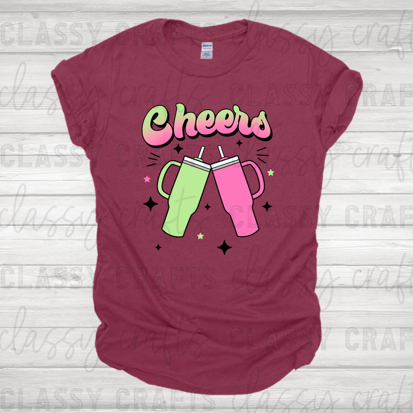 Cheers Pink and Green Transfer