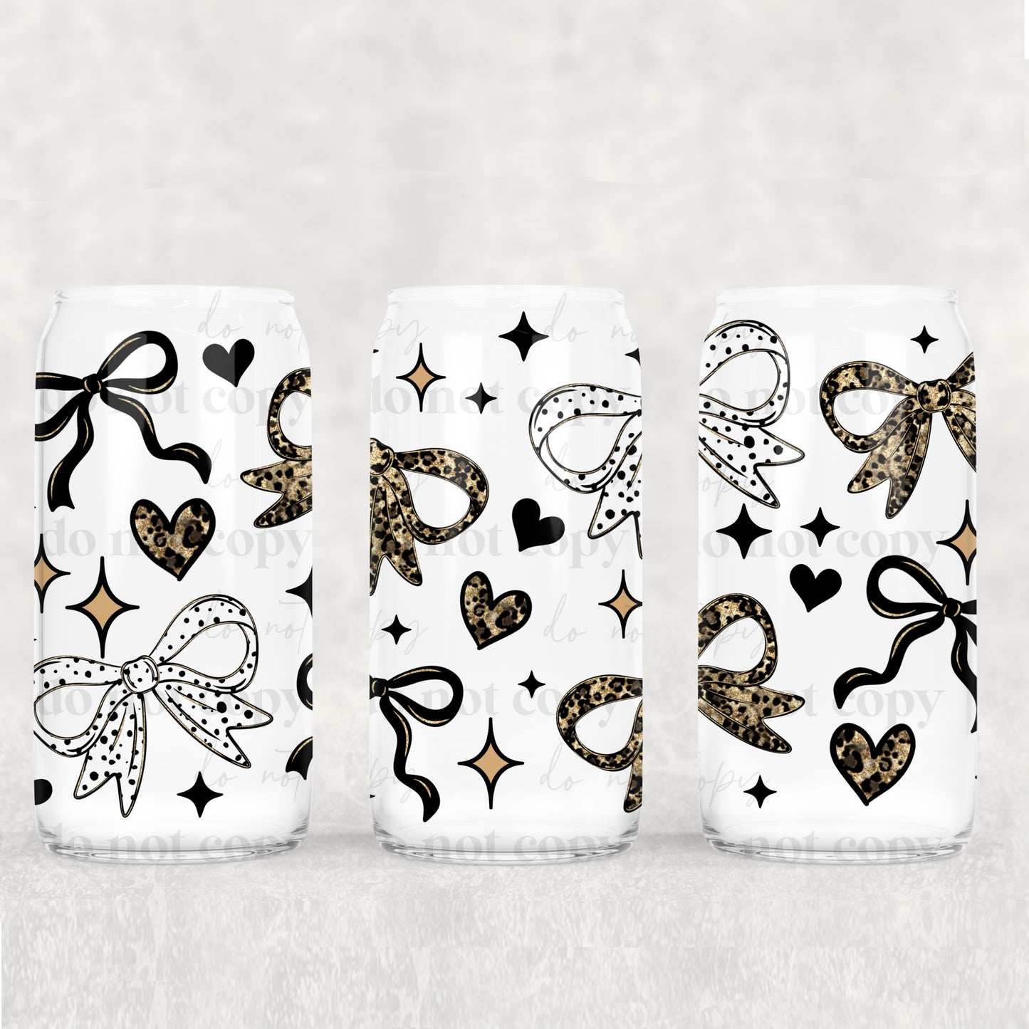 Cheetah Bows 16 Oz Libbey Wrap Transfer