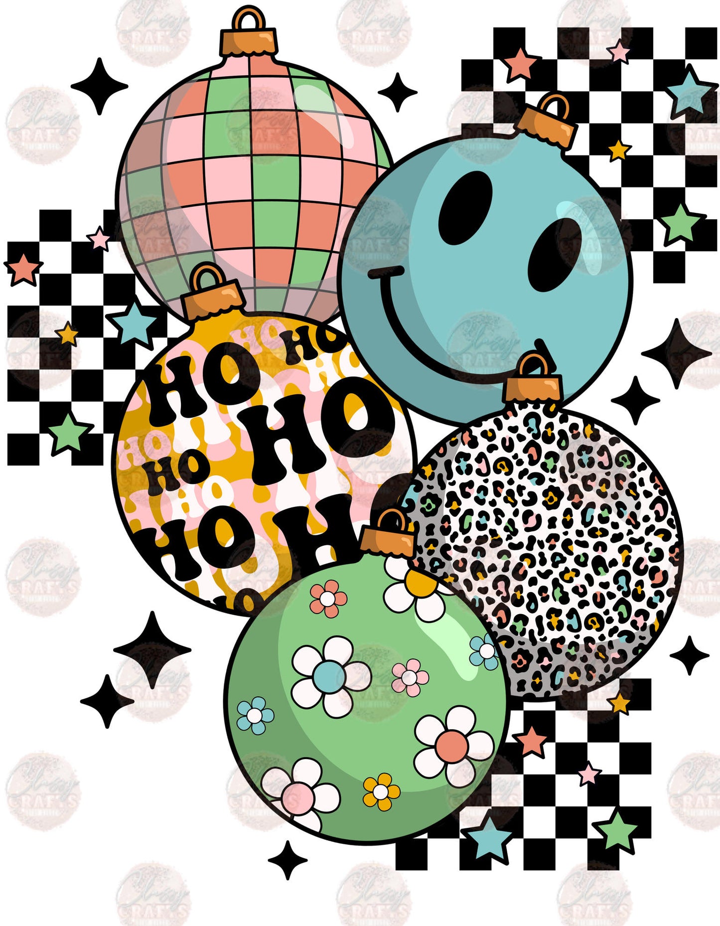 Cheetah Christmas Balls Transfer
