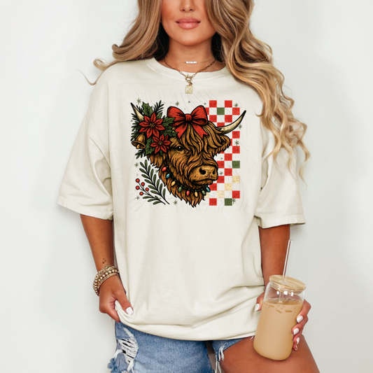 Christmas Cow Bow Transfer