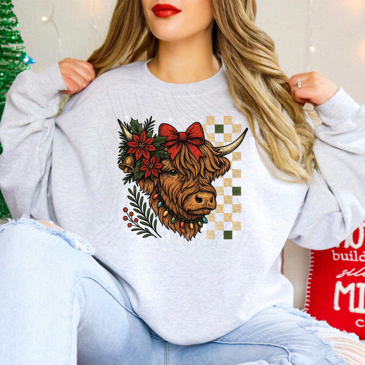Christmas Cow Red Transfer