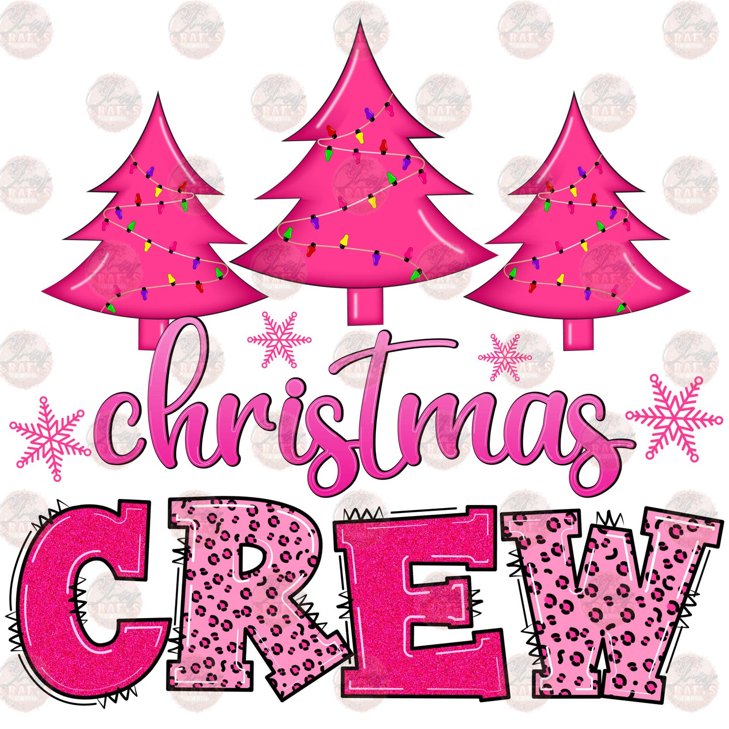 Christmas Crew In Pink Transfer