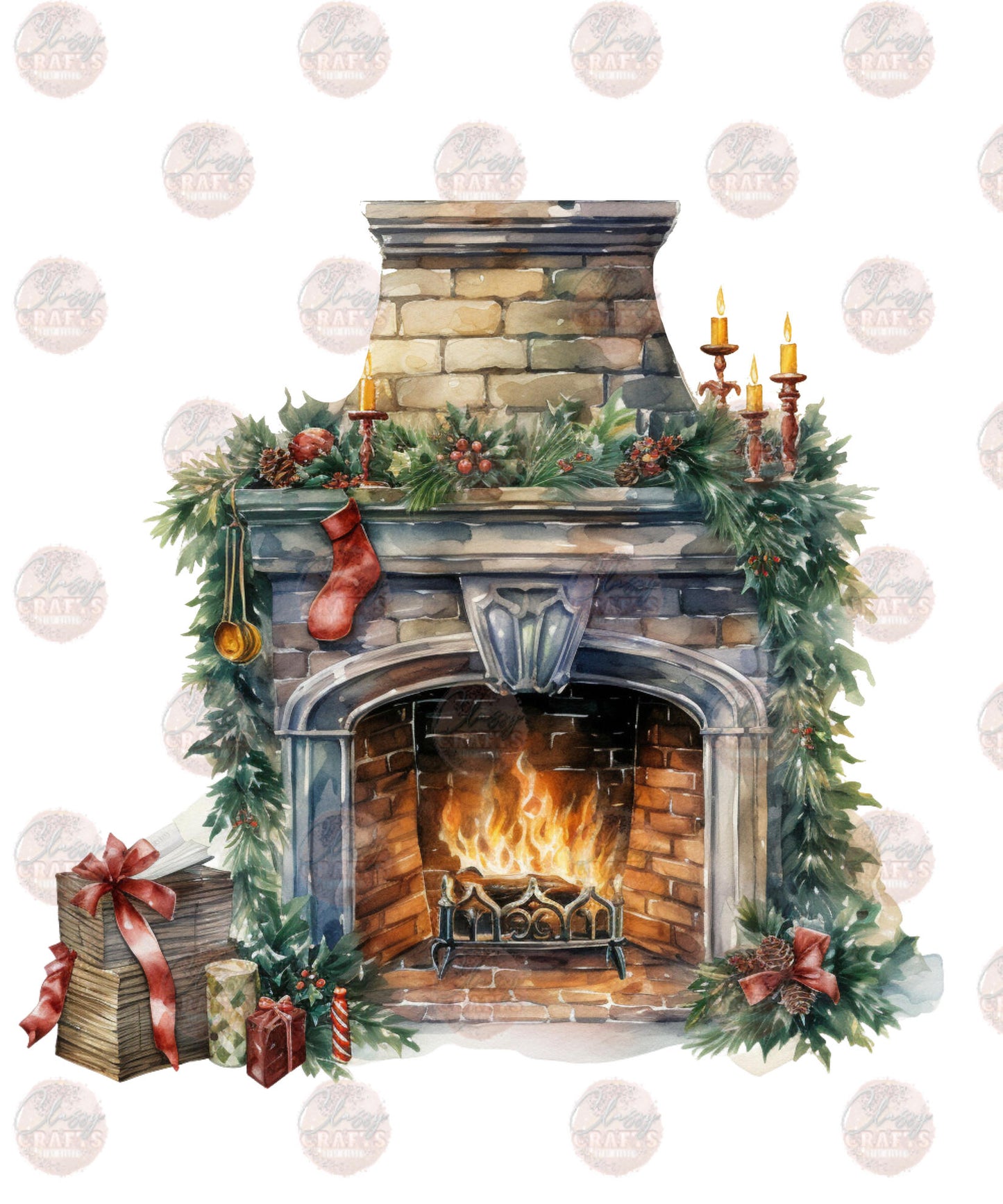 Christmas Fireplace Transfer