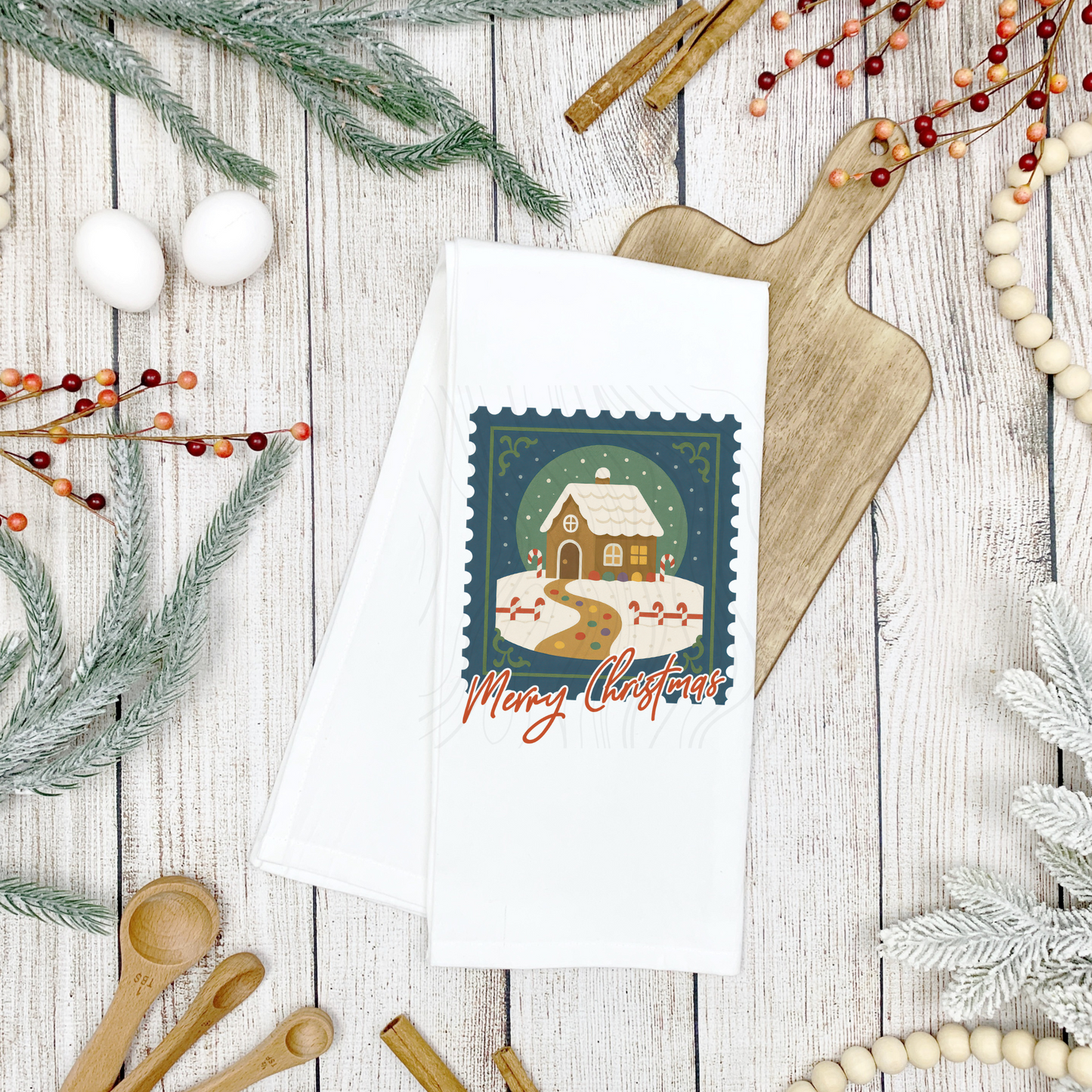 Christmas Gingerbread Tea Towel Transfer