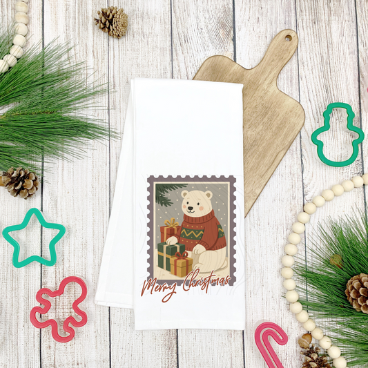 Christmas Polar Bear Tea Towel Transfer