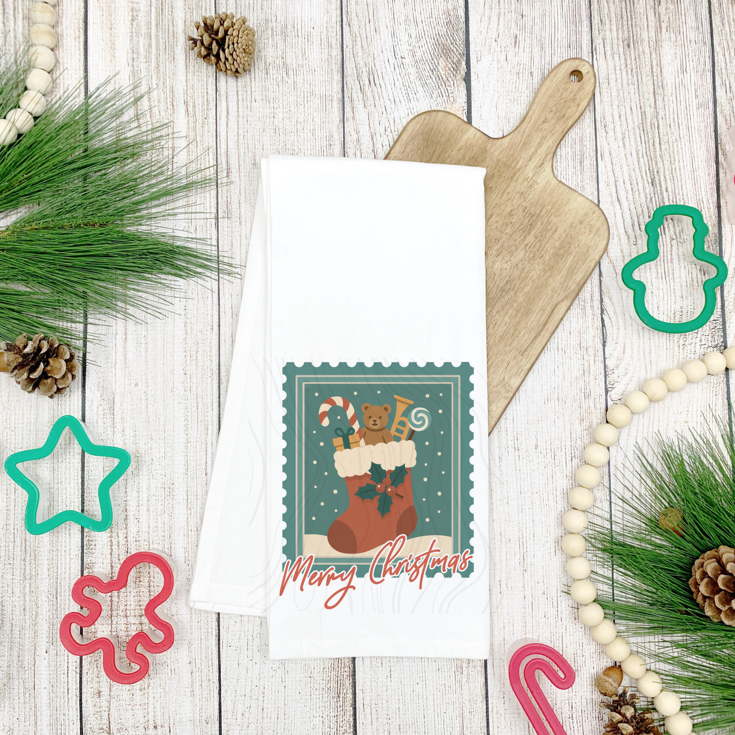 Christmas Stocking Tea Towel Transfer