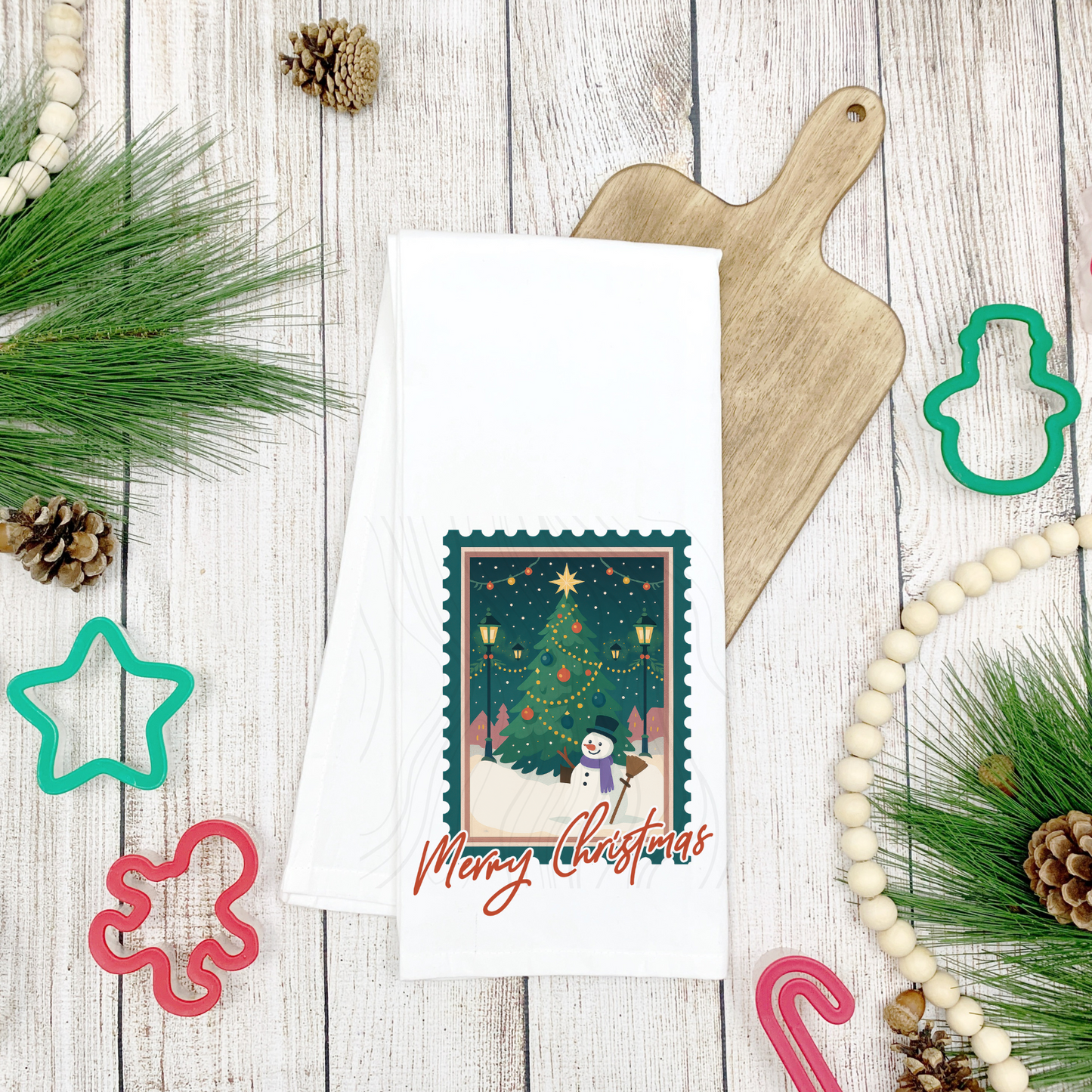 Christmas Town Tea Towel Transfer
