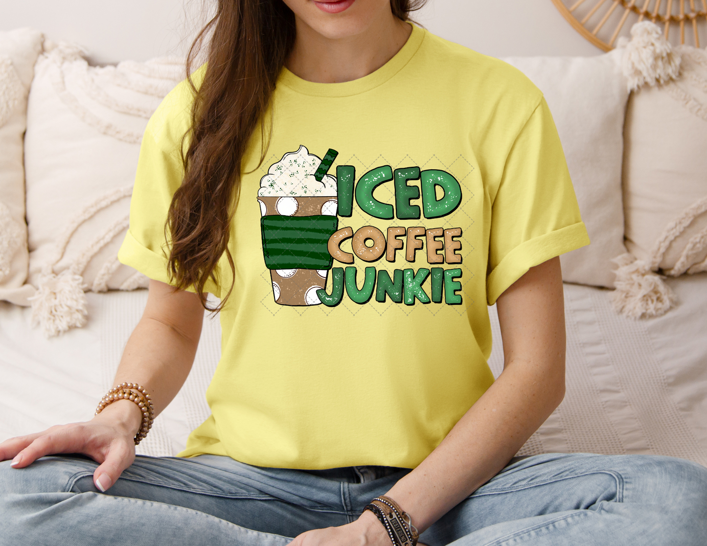 Iced Coffee Junkie Green Transfer