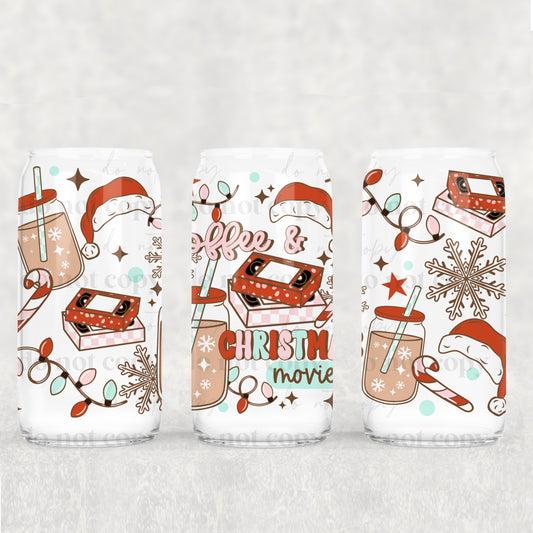 Coffee And Christma  Movies Libbey Wrap 16 Oz Transfer