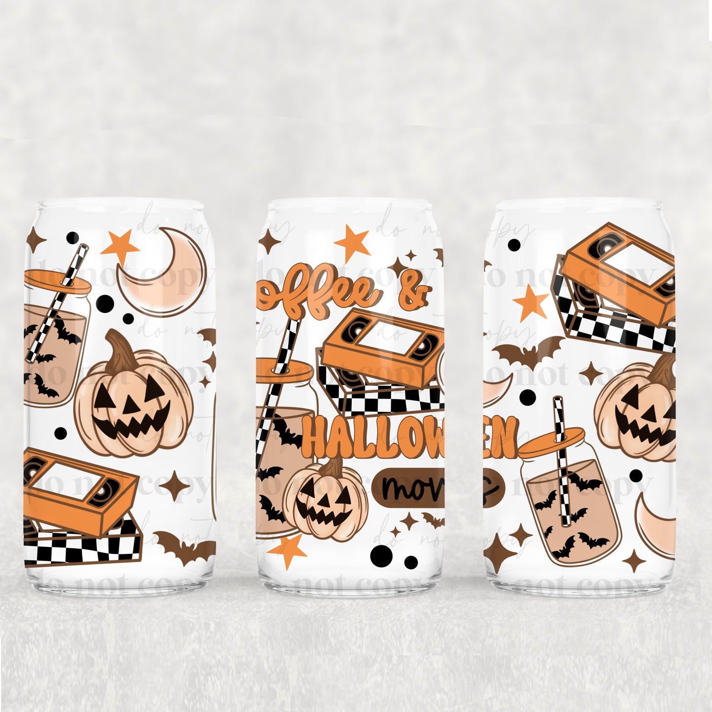 Coffee And Halloween Movies Libbey Wrap 16 Oz Transfer