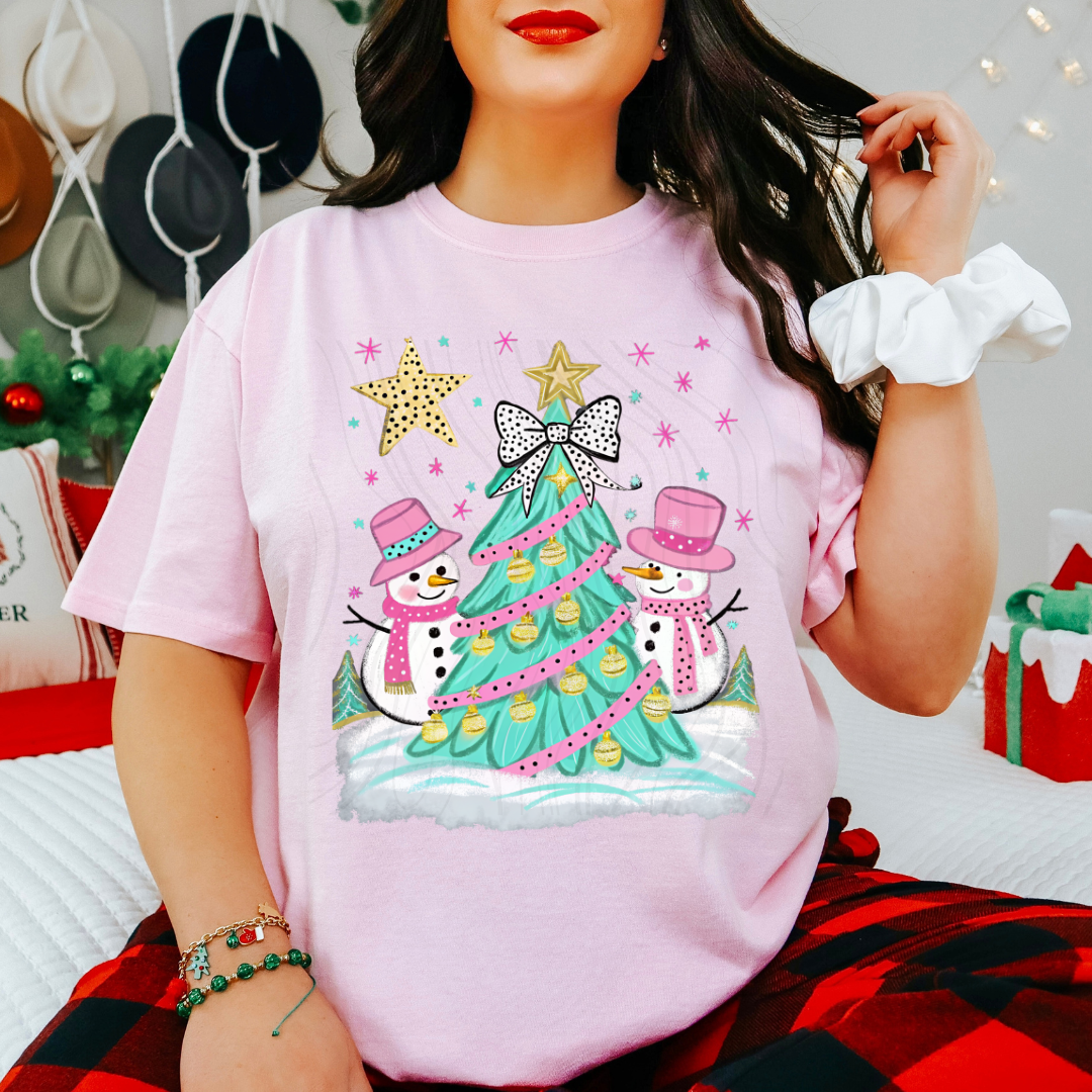 Colorful Coquette Glitter Christmas Snowmen Transfer