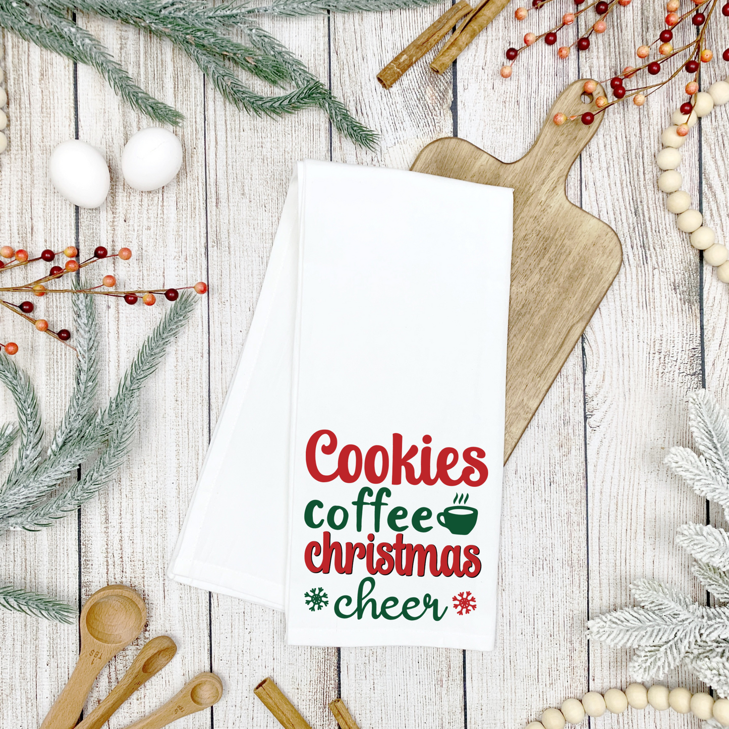 Cookies Coffee Christmas Cheer Tea Towel Transfer