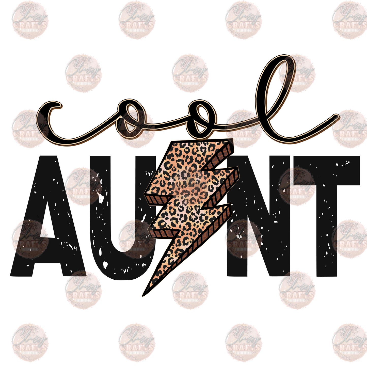 Cool Aunt Leopard Lightning Bolt Transfers