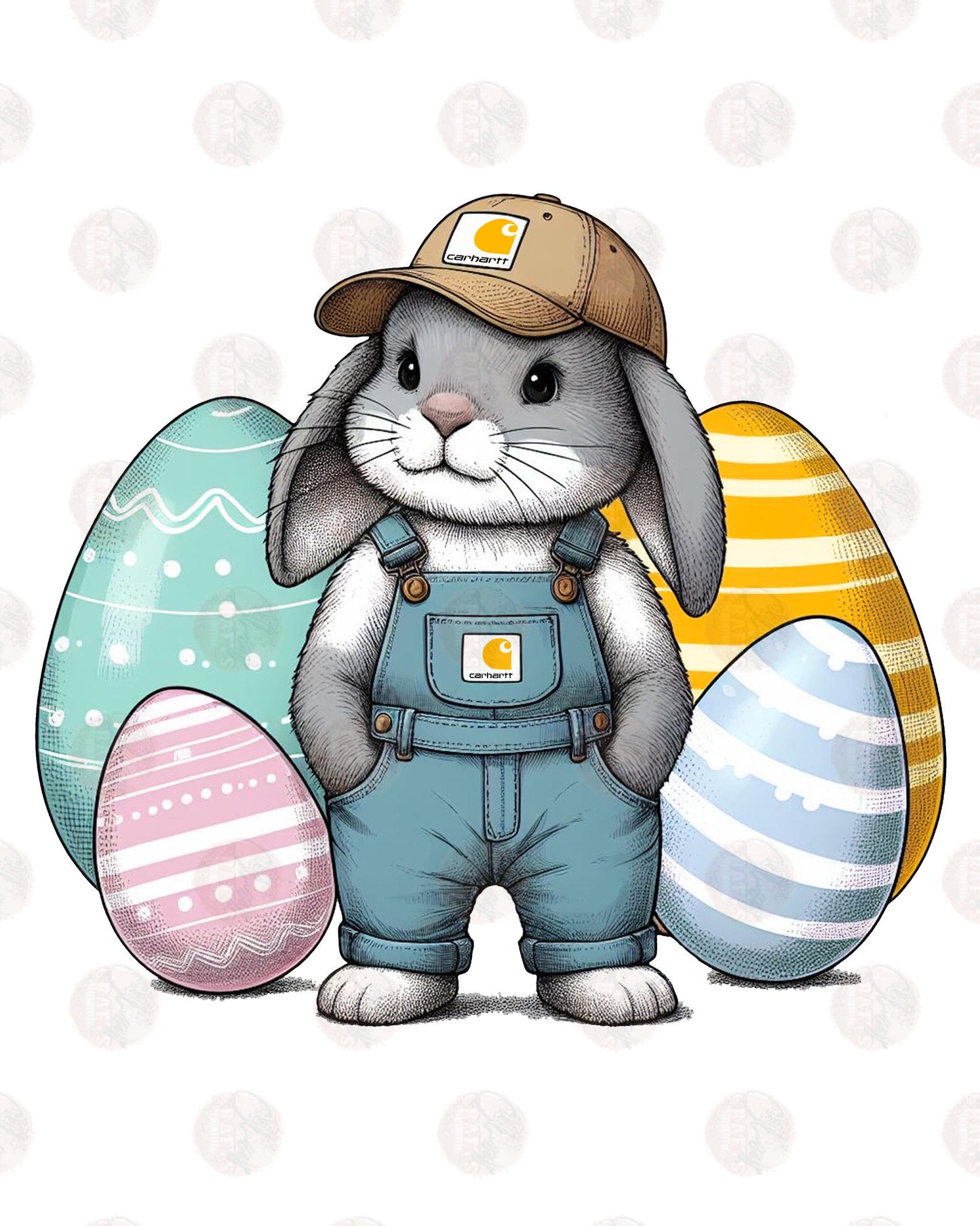 Country Bunny With Eggs Transfer