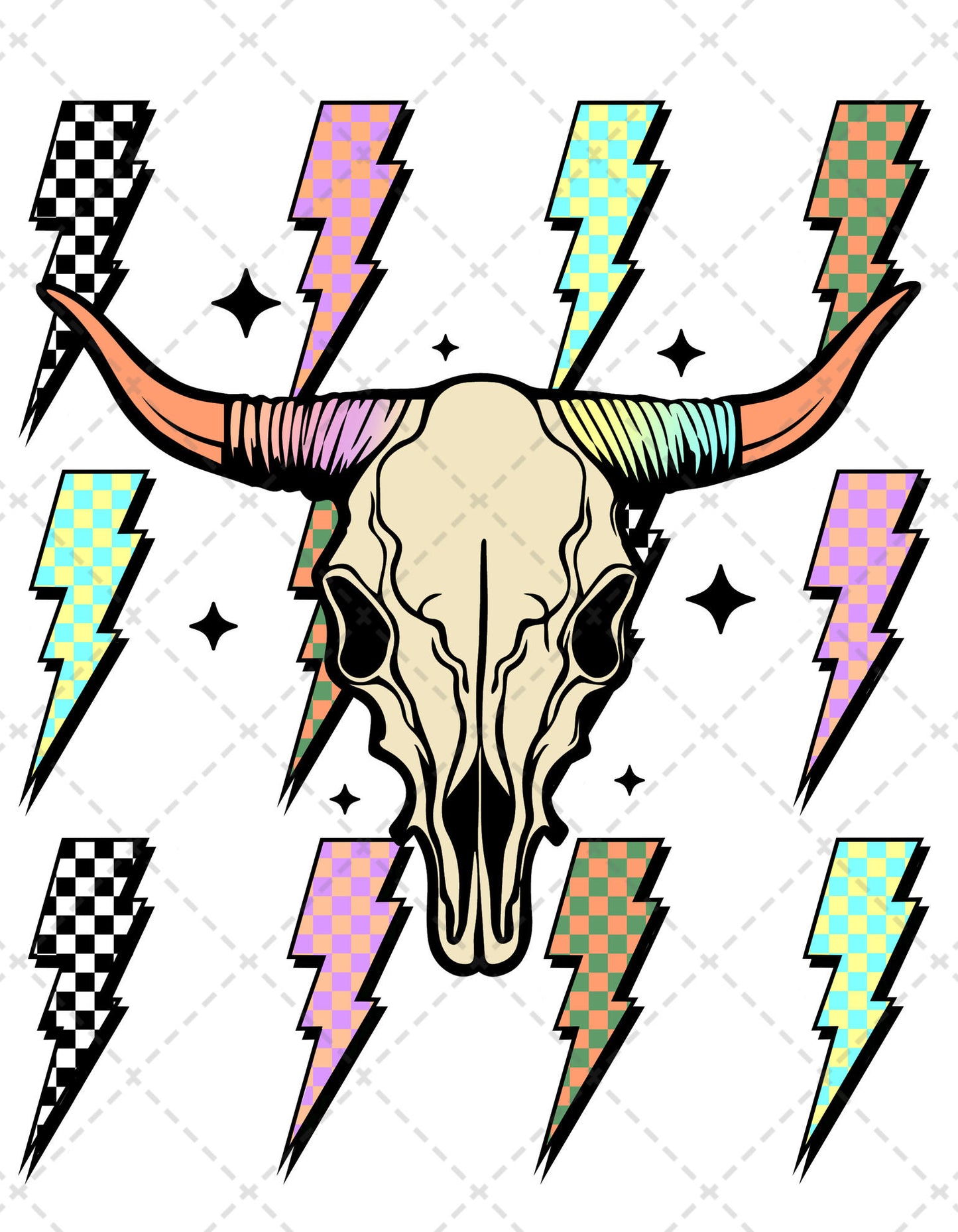 Cow Skull Bolt **TWO PART* SOLD SEPARATELY** Transfer